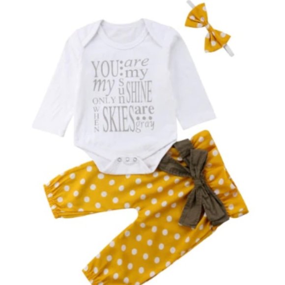 Baby girl Sunshine set outfit onesie pants bow new - Picture 2 of 4
